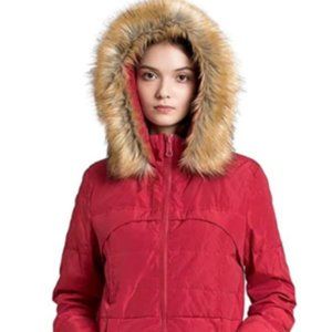 Valuker Women's Down Coat With Fur Hood With 90% Down Parka Puffer Jacket